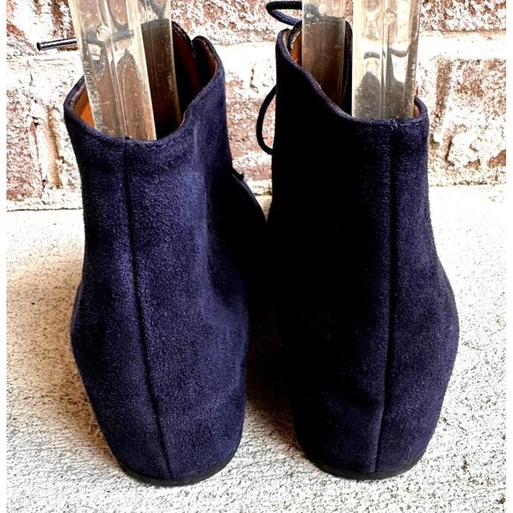 Aquatalia Blue Suede Chukka Boots Lace Up Ladies Sz 6 Italy Ankle Bootie… - Picture 4 of 12